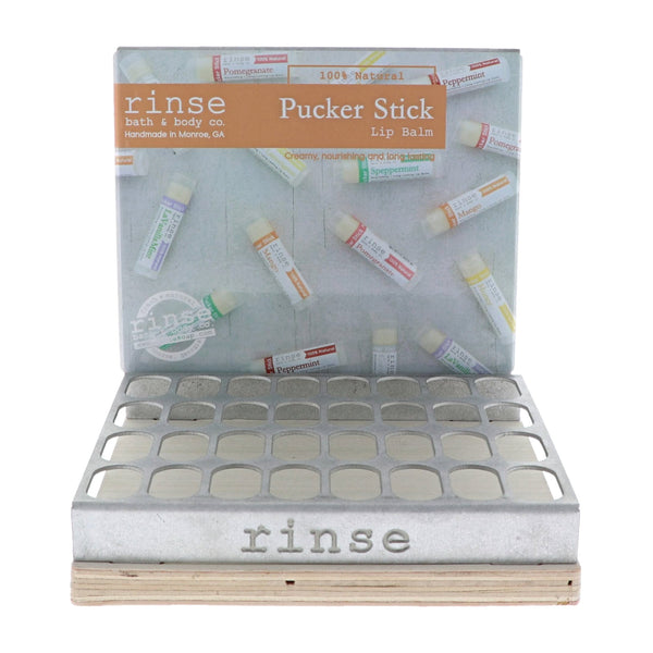8 Row Pucker Stick (Lip Balm) Display - You Pick - Rinse Bath & Body Wholesale