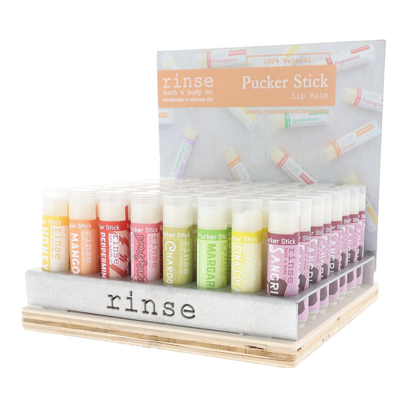 8 Row Pucker Stick (Lip Balm) Display - You Pick - Rinse Bath & Body Wholesale