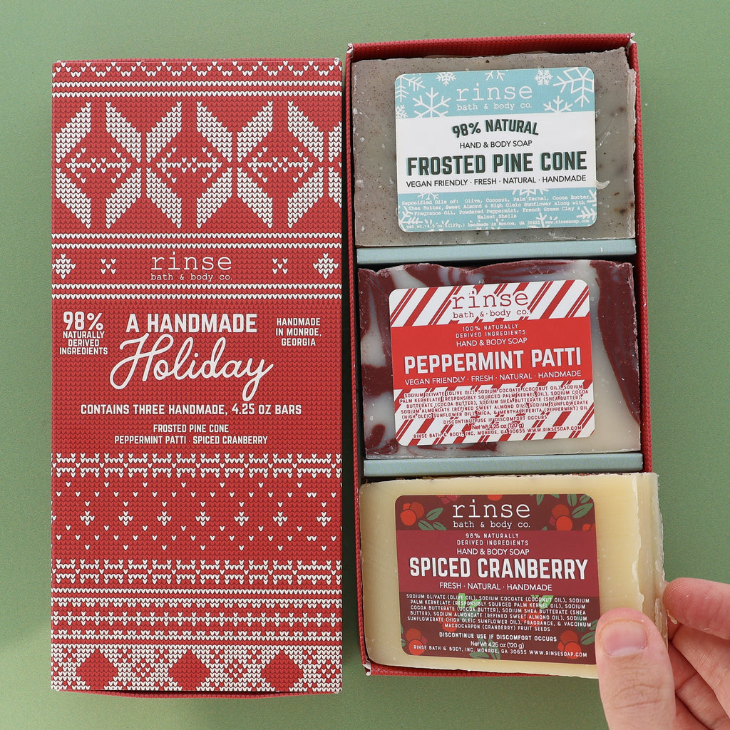 A Handmade Holiday Soap Box (3 bars) - Rinse Bath & Body Wholesale