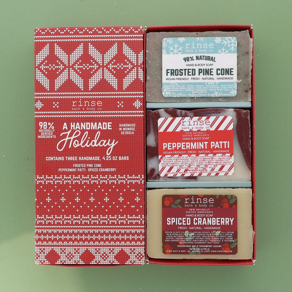 A Handmade Holiday Soap Box (3 bars) - Rinse Bath & Body Wholesale