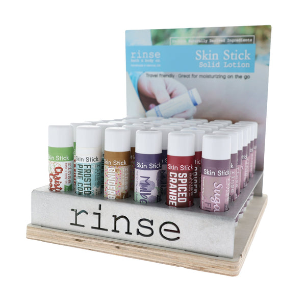 Holiday Skin Stick Display - Filled (6 flavor) - Rinse Bath & Body Wholesale