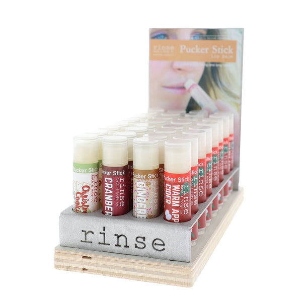 Pucker Stick (lip balm) Holiday Display - Filled - Rinse Bath & Body Wholesale