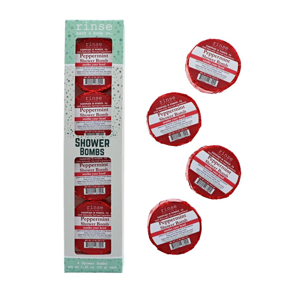 4 Pack Shower Bomb Box - Peppermint - wholesale rinsesoap