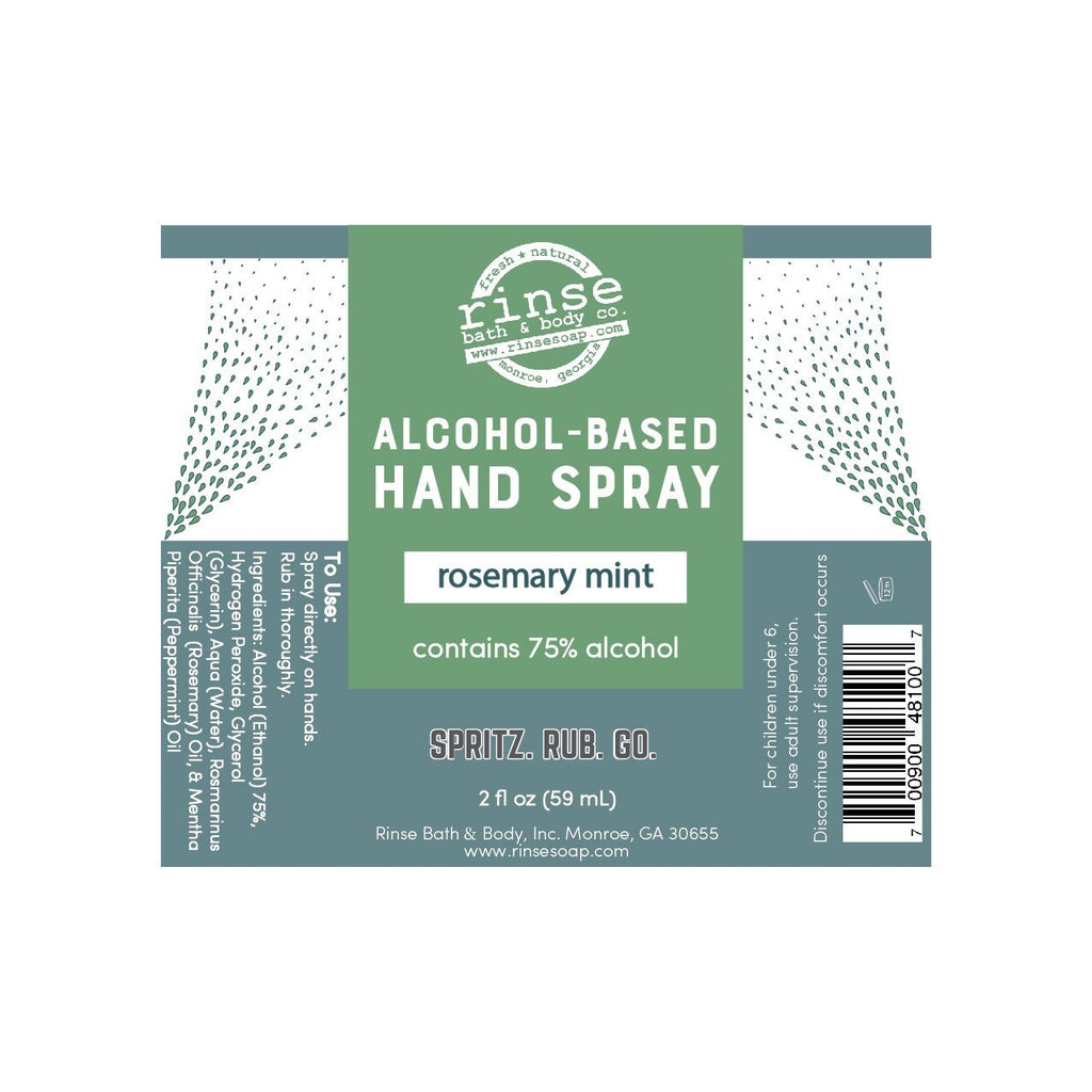 Alcohol-Based Hand Spray - Rosemary Mint - wholesale rinsesoap