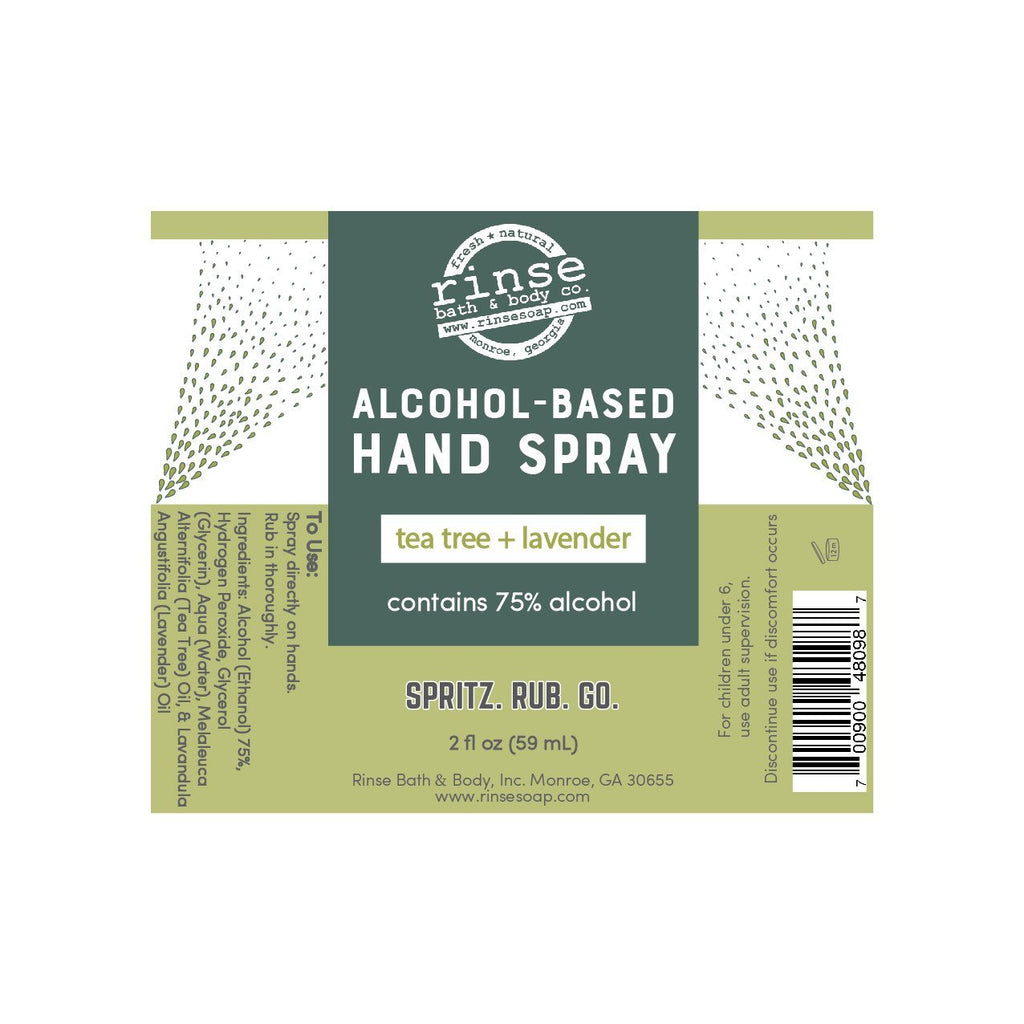 Alcohol-Based Hand Spray - Tea Tree and Lavender - wholesale rinsesoap