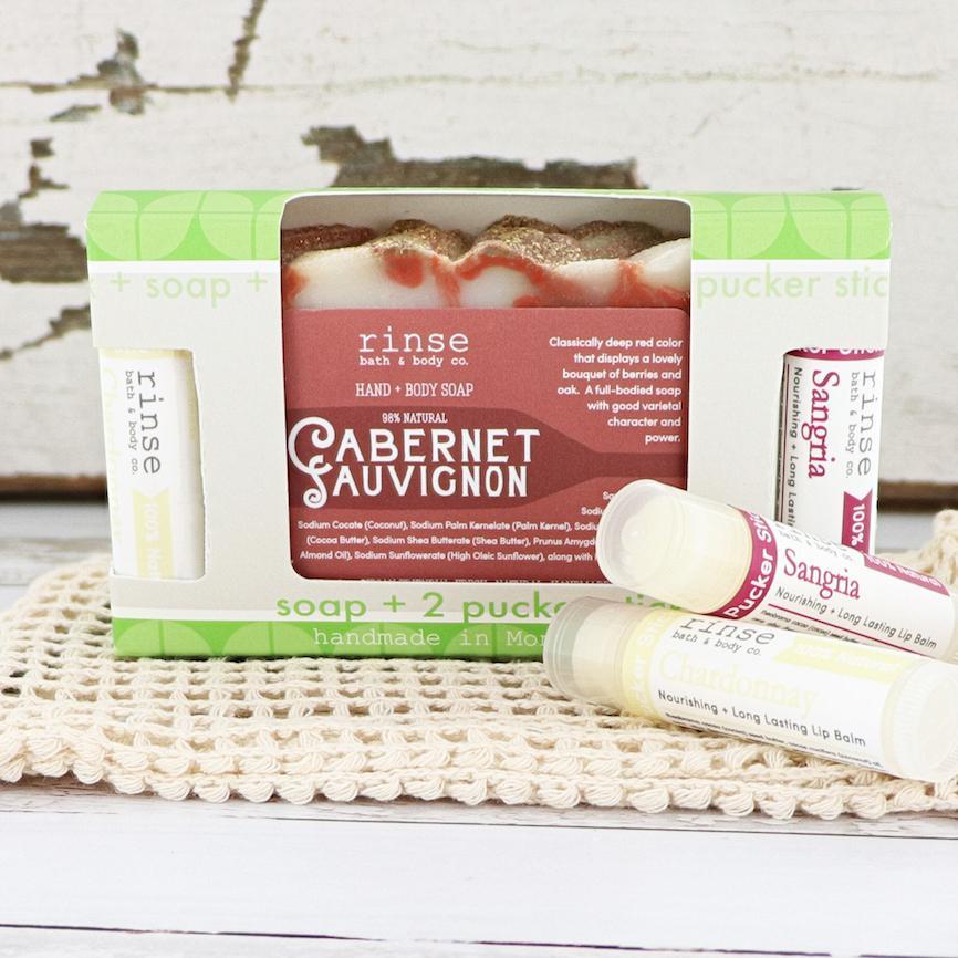 Cabernet Soap + Pucker Stick Box - wholesale rinsesoap