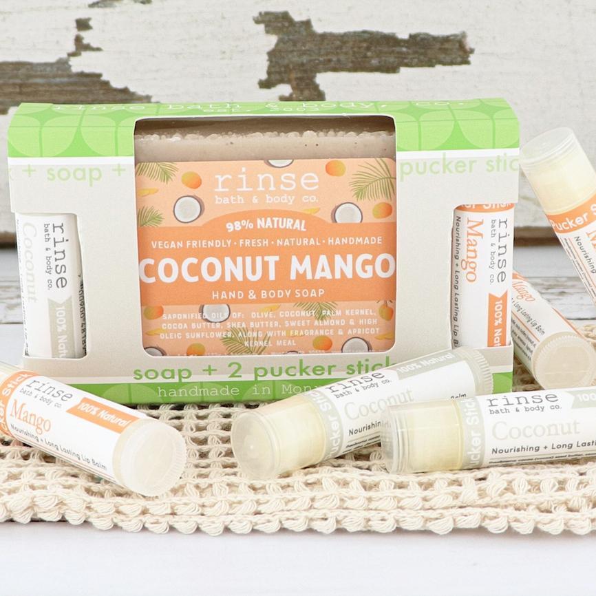 Coconut Mango Soap + Pucker Stick Box - wholesale rinsesoap