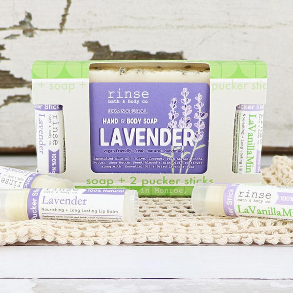 Lavender Soap + Pucker Stick Box - wholesale rinsesoap