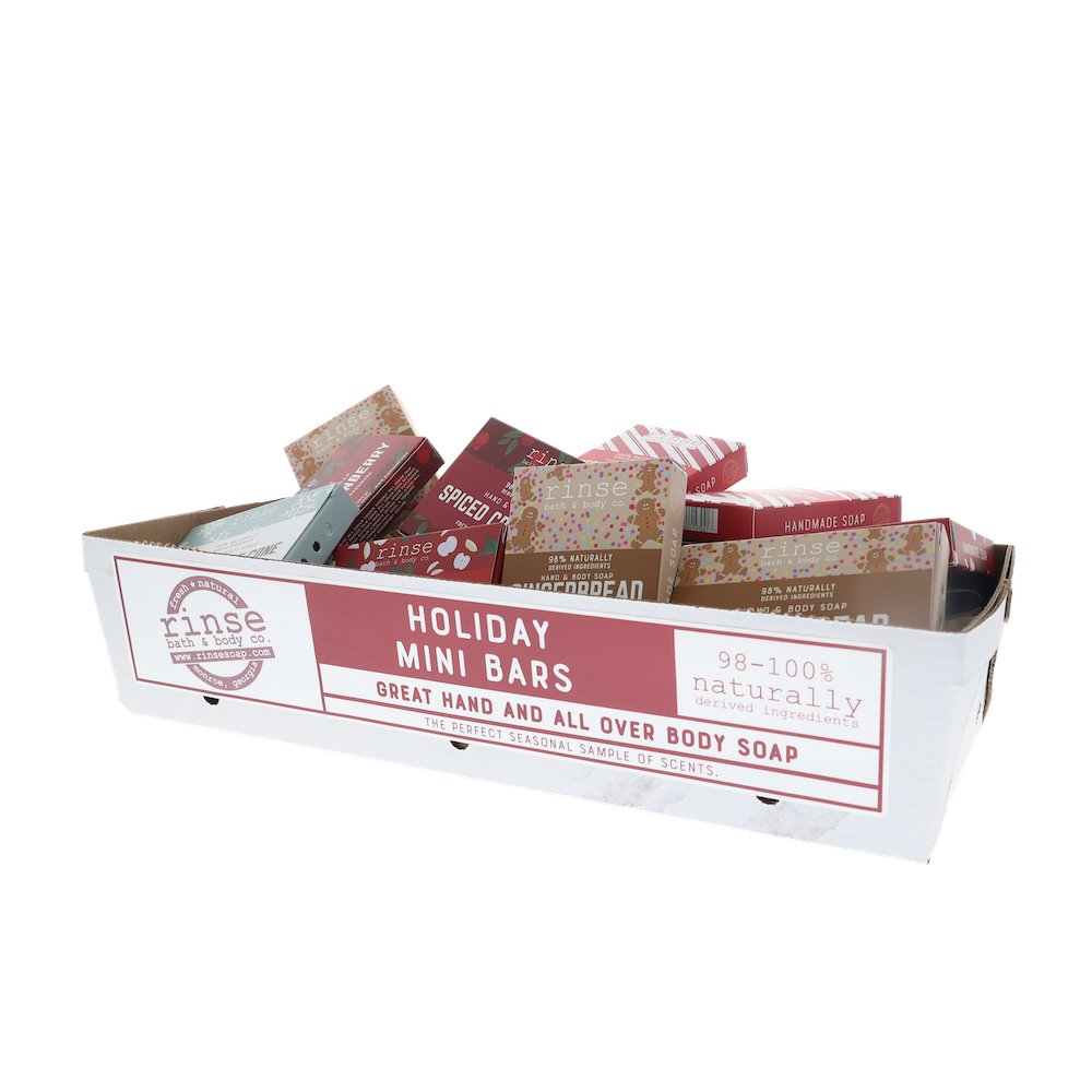 Mini Holiday Bars - 48 Assorted (10- FP, PEP, SPCR; 9-GB, WAC) - Rinse Bath & Body Wholesale