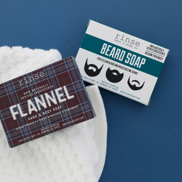 Mini Soap 2 Pack- Beard Bar & Flannel - wholesale rinsesoap