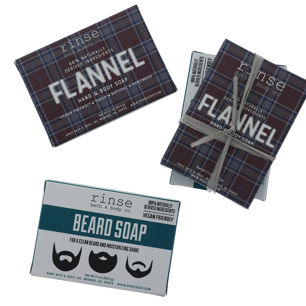 Mini Soap 2 Pack- Beard Bar & Flannel - wholesale rinsesoap