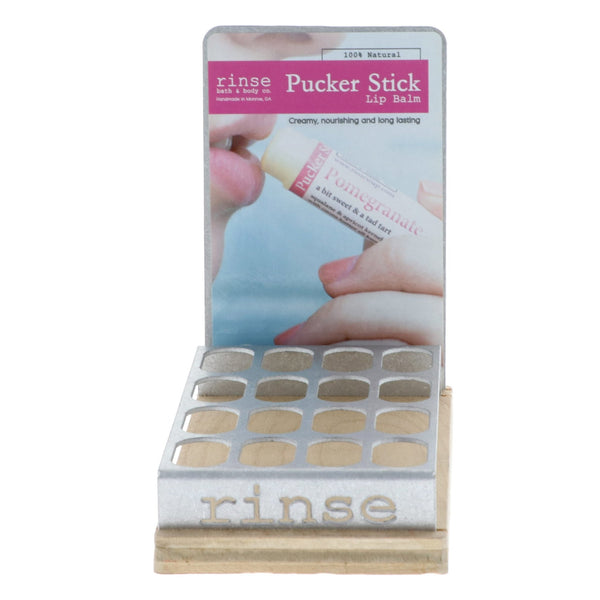Pucker Stick (lip balm) Display - Filled (4 flavor) - wholesale rinsesoap